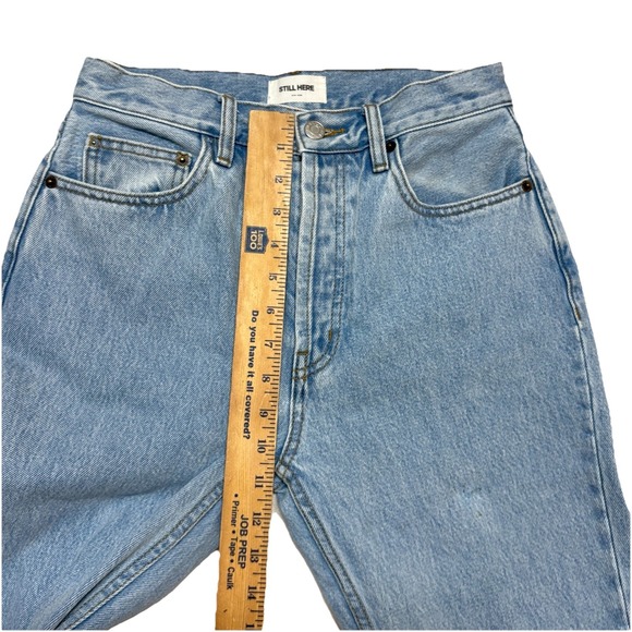 Still Here Tate Jeans Size 26 High Rise Straight Leg Asymmetric Stripe Denim - Picture 9 of 15